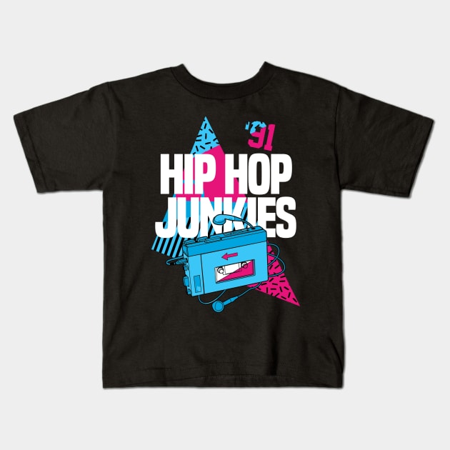 1991 Hip Hop Junkies Kids T-Shirt by funandgames